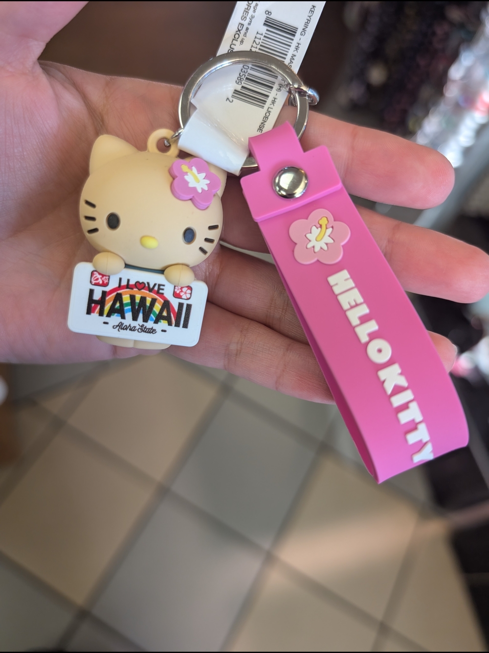 Hello Kitty Pink Silicone Hawaii Keychain Wrist Strap